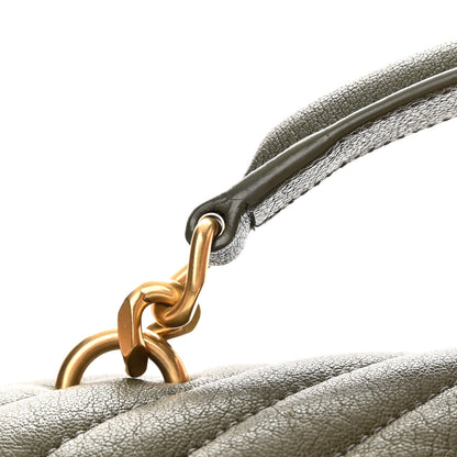 Saint Laurent Sheepskin Matelasse Chevron Monogram Medium College Bag Military Olive 14 of 14