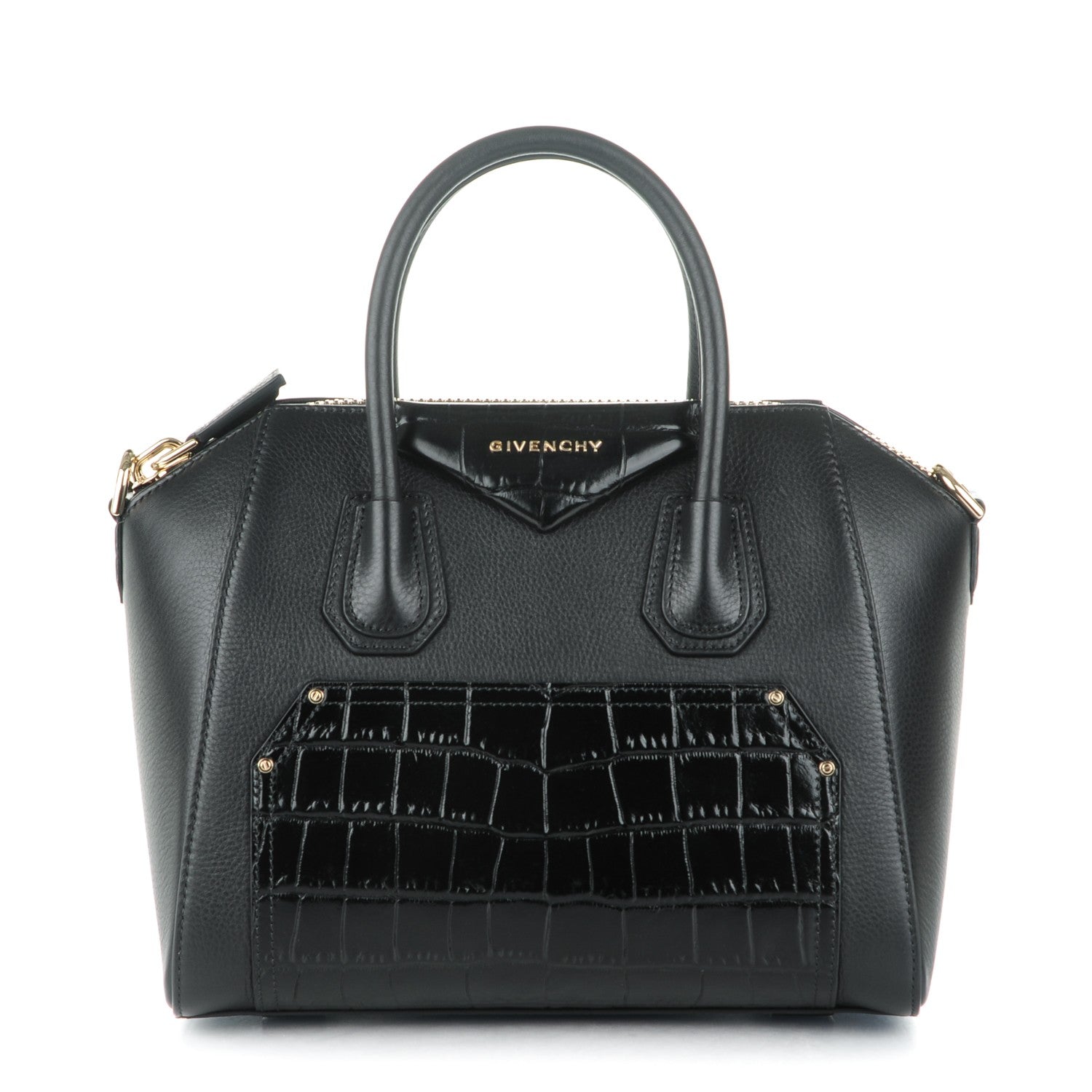 Givenchy Calfskin Crocodile Embossed Small Antigona Black 1 of 9