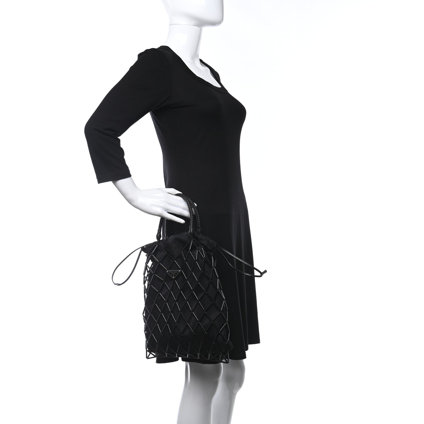 Satin Net Chain Bag Black