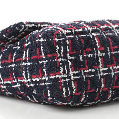 Chanel Tweed Quilted Large Chanel 19 Flap Navy Blue White Red 9 of 13