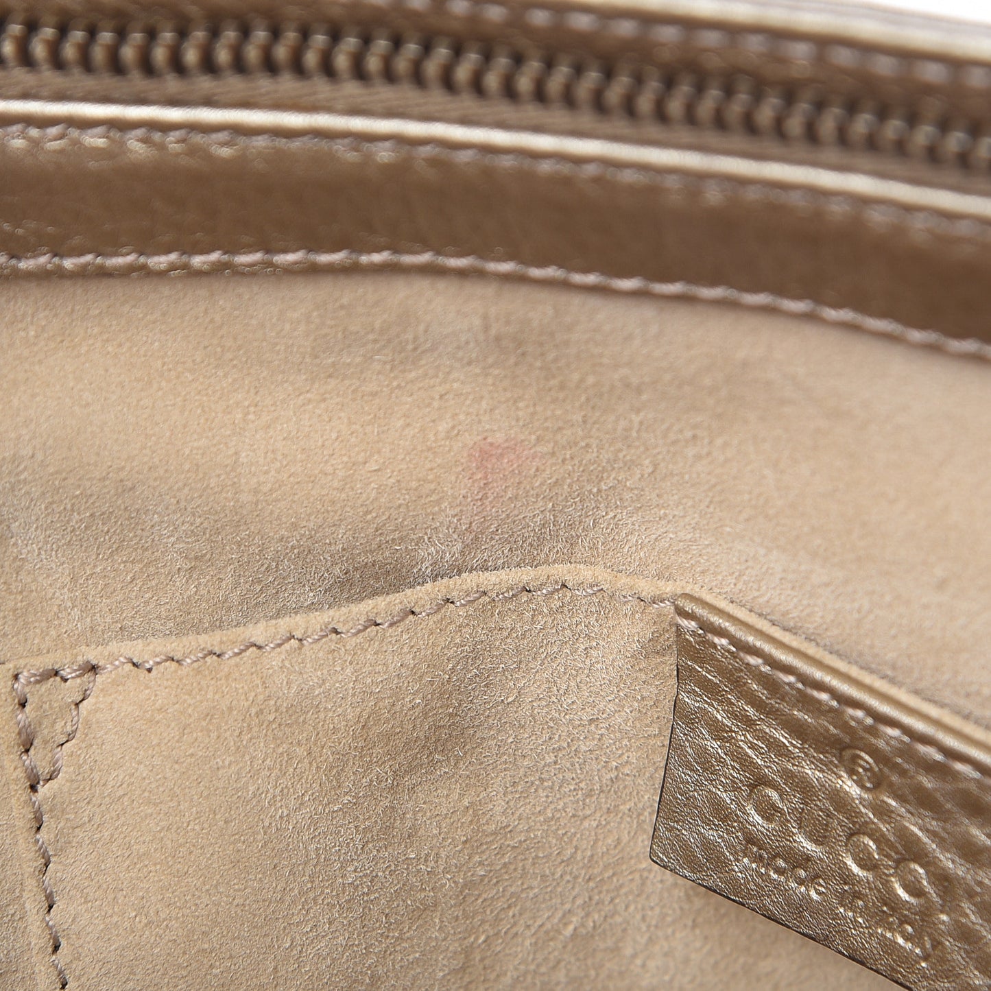 Metallic Pebbled Calfskin Small 1973 Top Handle Satchel Golden Beige