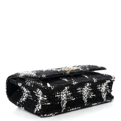 Chanel Tweed Quilted Chanel 19 Wallet On Chain WOC Black White 4 of 12