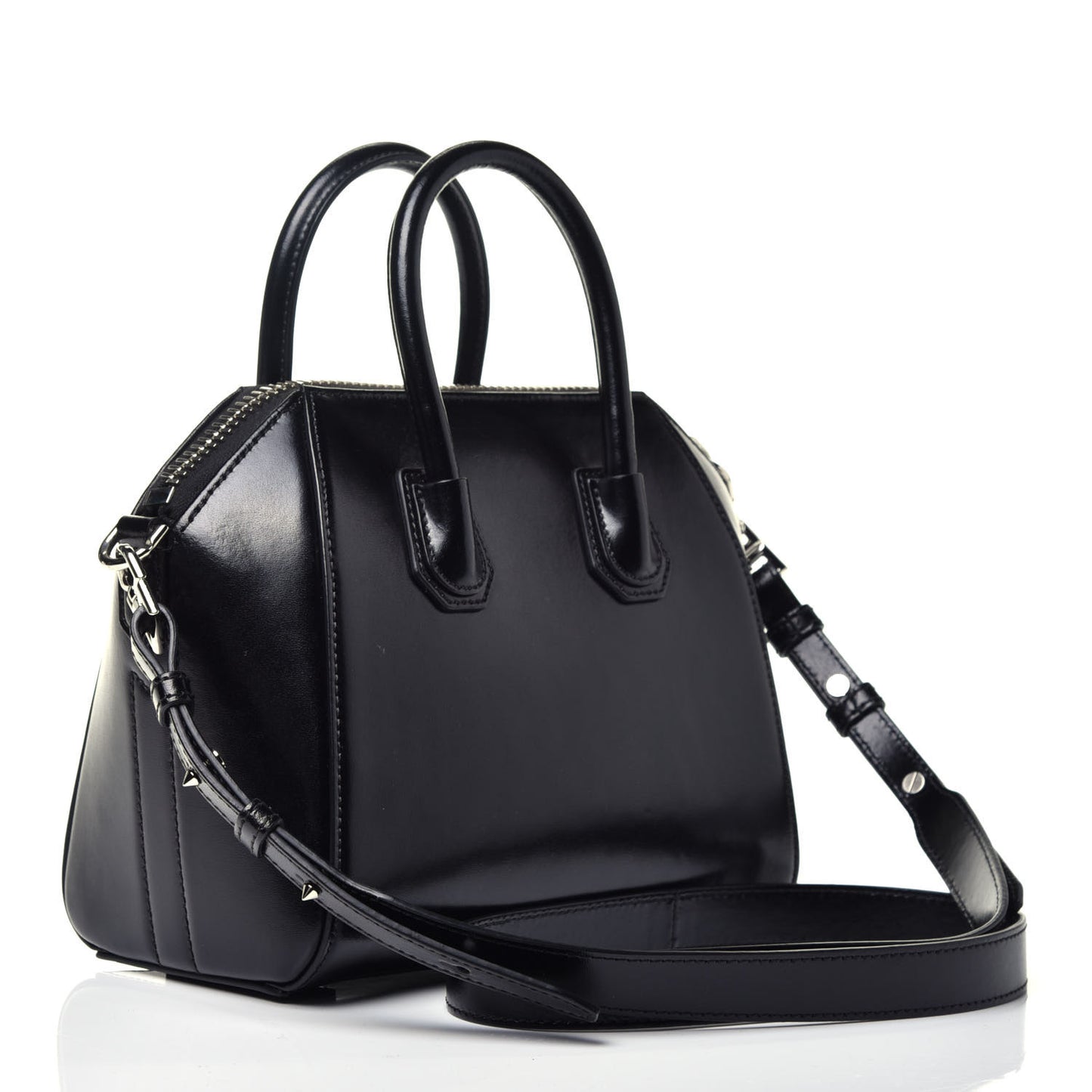 Shiny Lord Calfskin Mini Antigona Black