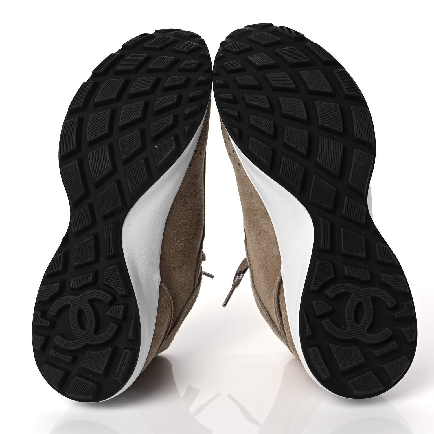 Chanel Suede Goatskin CC Sneakers 38 Dark Beige 5 of 7