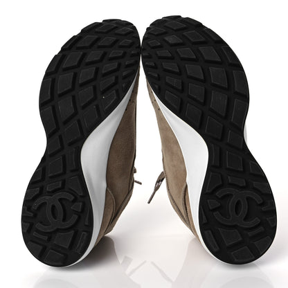 Chanel Suede Goatskin CC Sneakers 38 Dark Beige 5 of 7