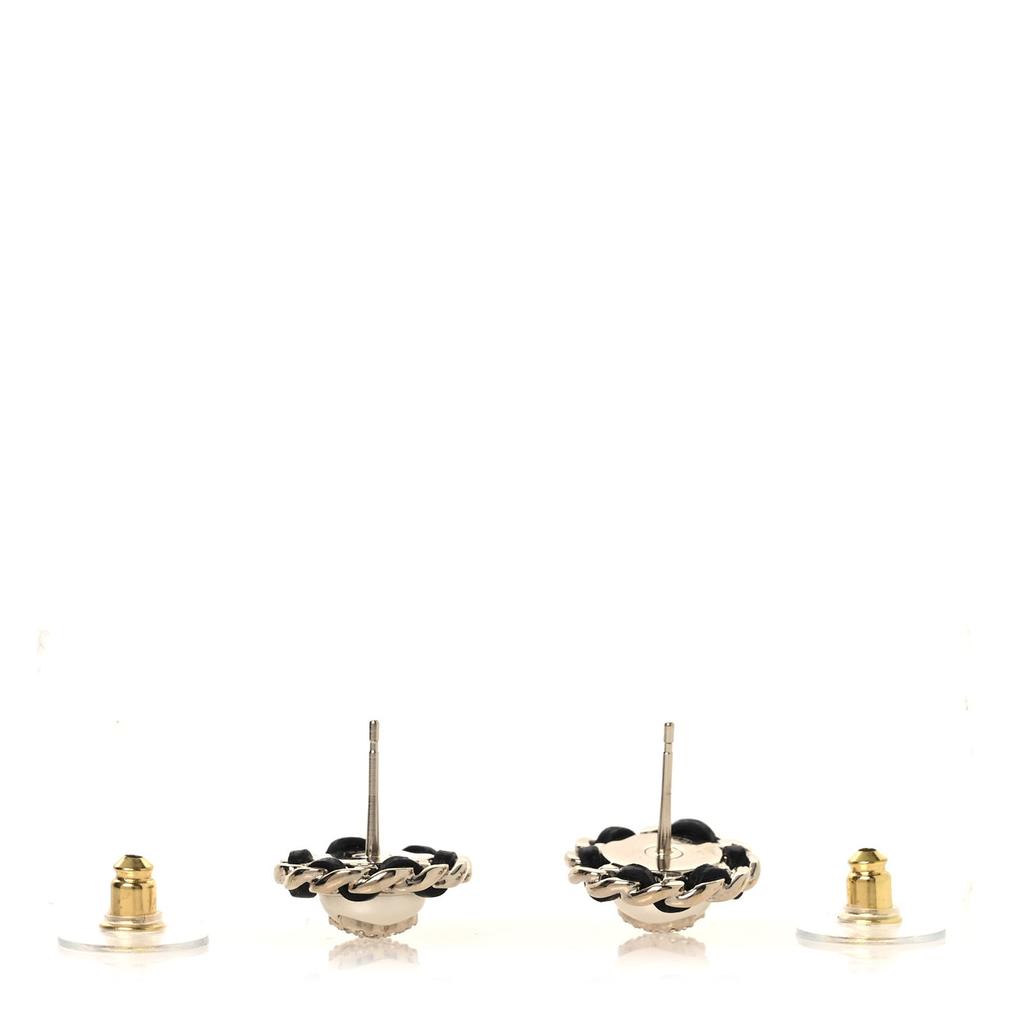 Pearl Crystal Lambskin CC Earrings Gold Black