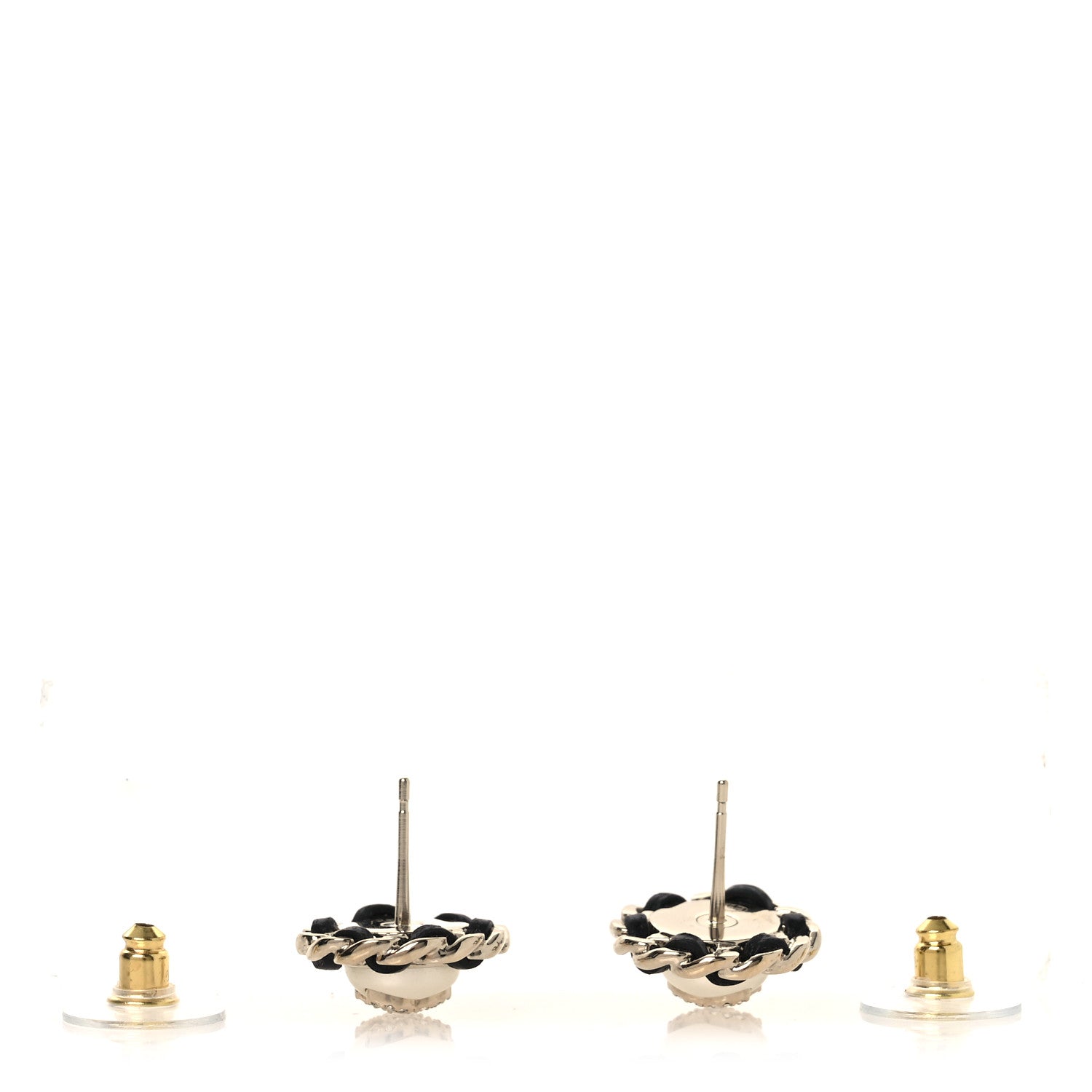 Chanel Pearl Crystal Lambskin CC Earrings Gold Black 3 of 5