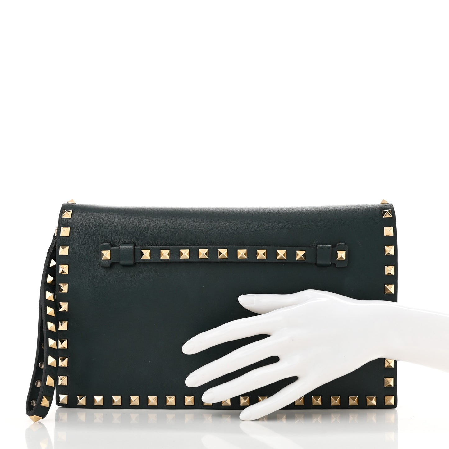 Nappa Rockstud Wristlet Clutch Jungle