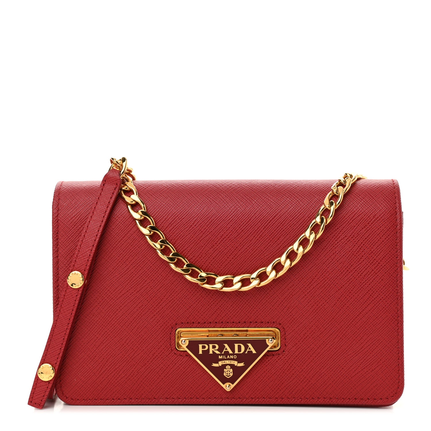 Prada Saffiano Bandoliera Flip Lock Chain Crossbody Bag Fuoco 1 of 9