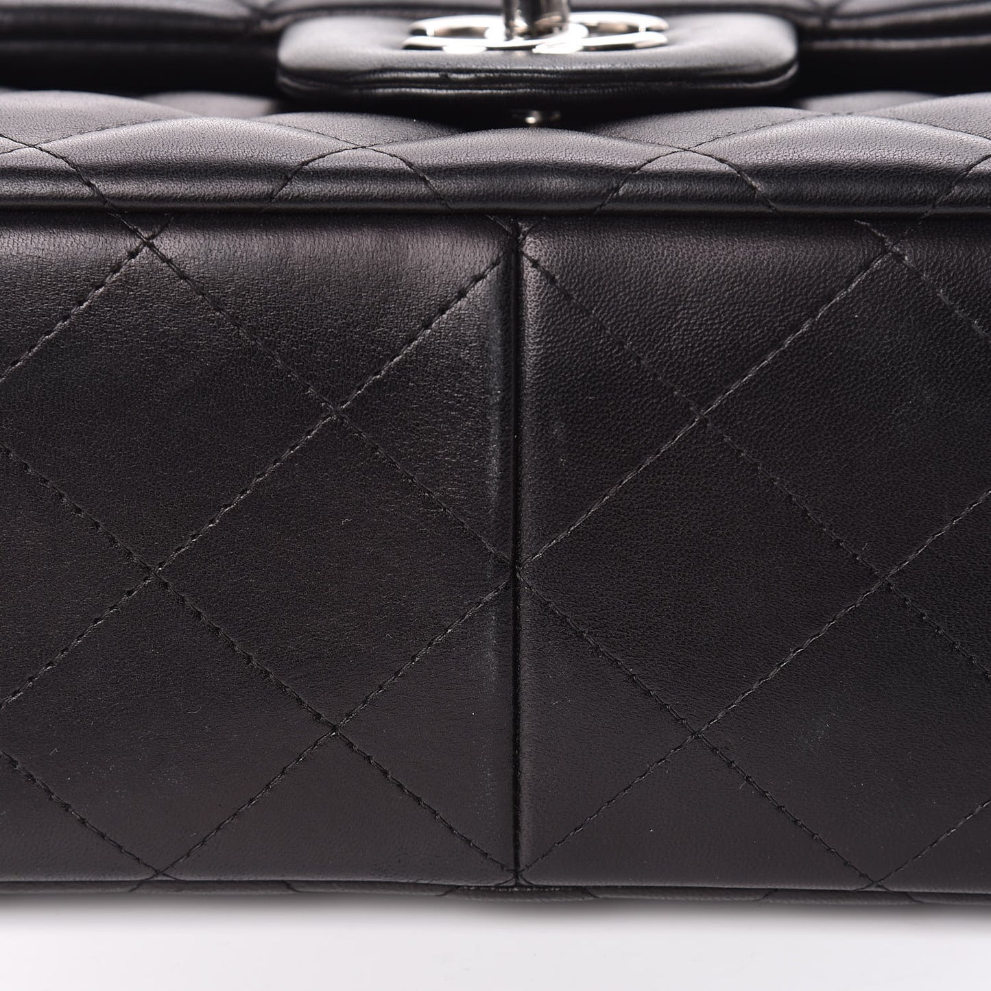 Lambskin Quilted Jumbo Double Flap Black