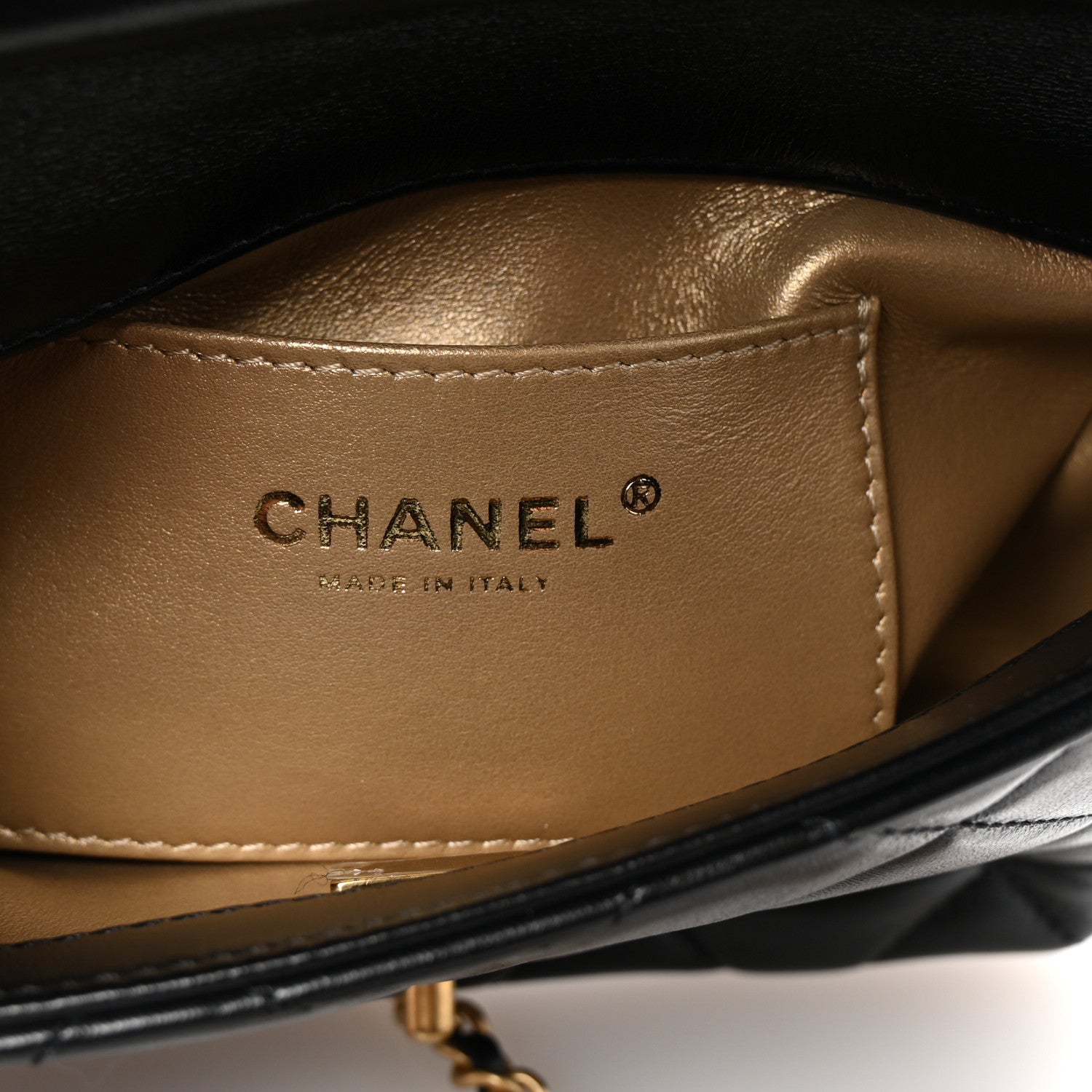 Chanel Shiny Lambskin Quilted Mini Pearl Logo Flap Black 6 of 10