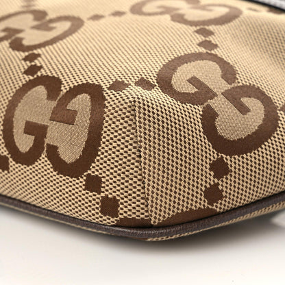 Gucci Monogram Jumbo GG Textured Dollar Calfskin Web Belt Bag Camel Ebony New Acero 5 of 7