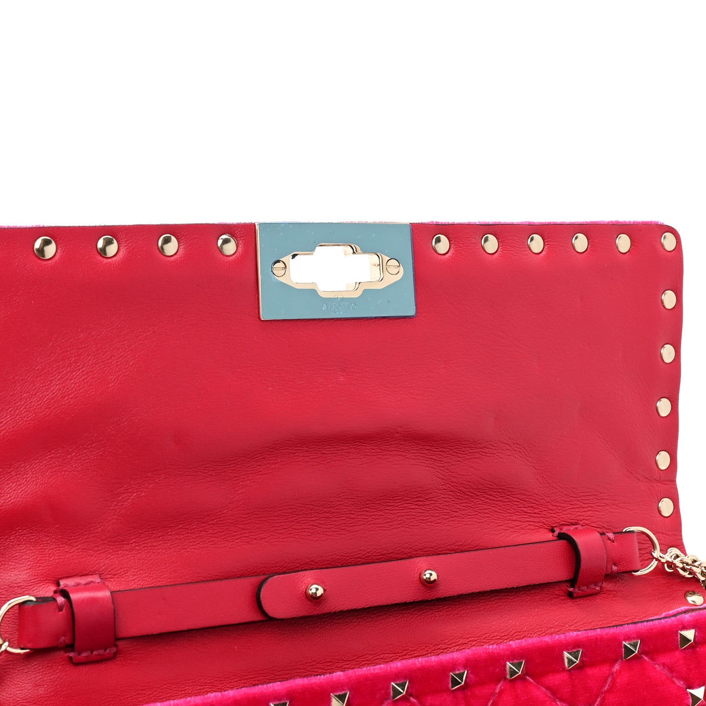 Velvet Rockstud Spike Wallet on Chain Disco Pink