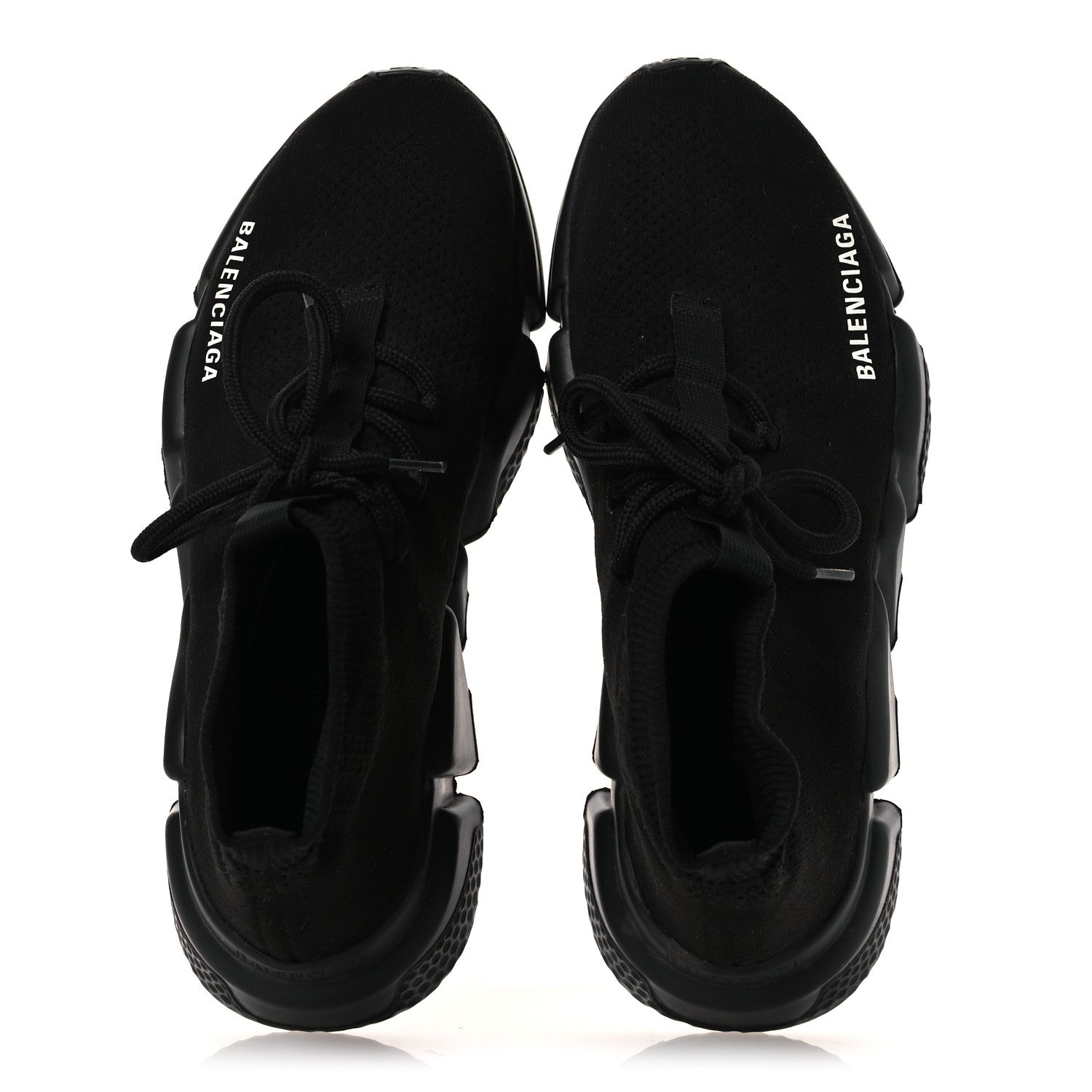 Balenciaga Recycled Knit Bi-Color Sole Womens Speed Lace Up Sneakers 38 Black White 2 of 12