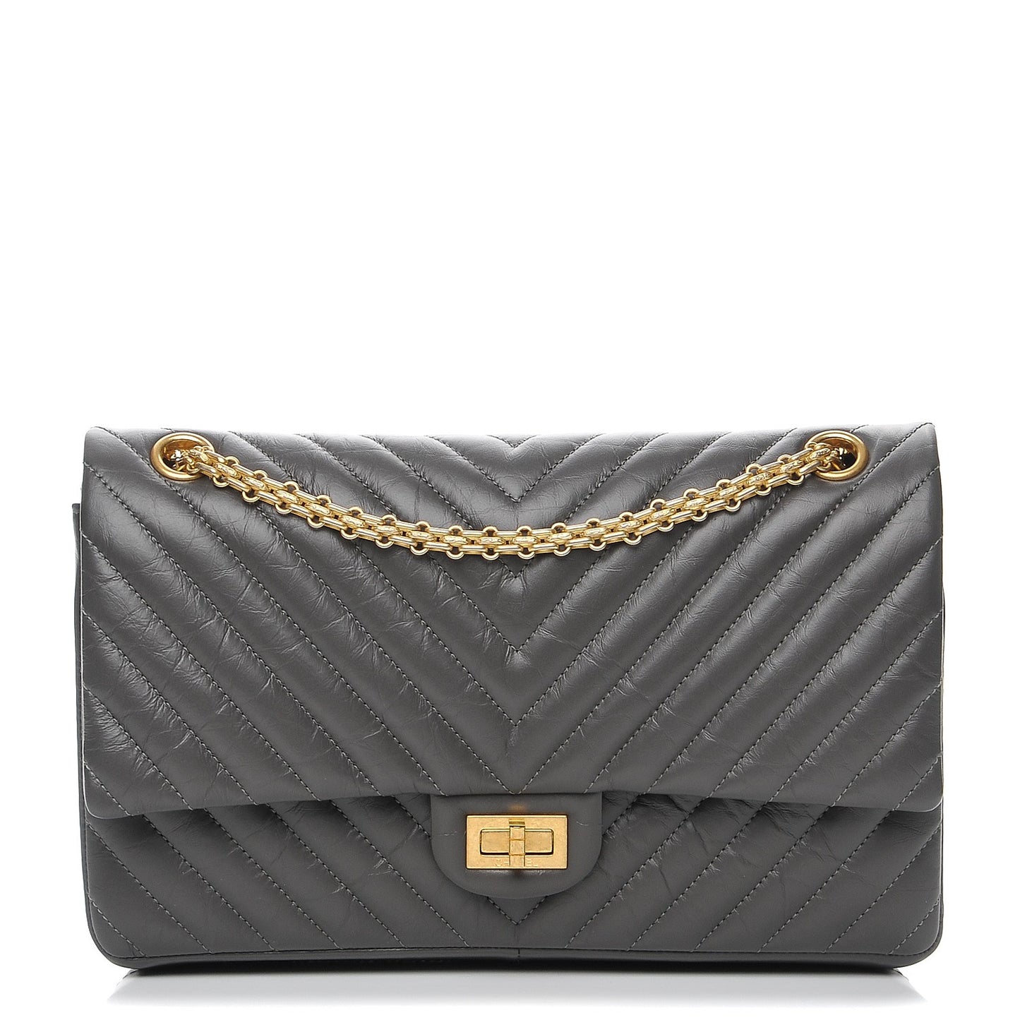 Aged Calfskin Chevron 2.55 Reissue 226 Dark Grey