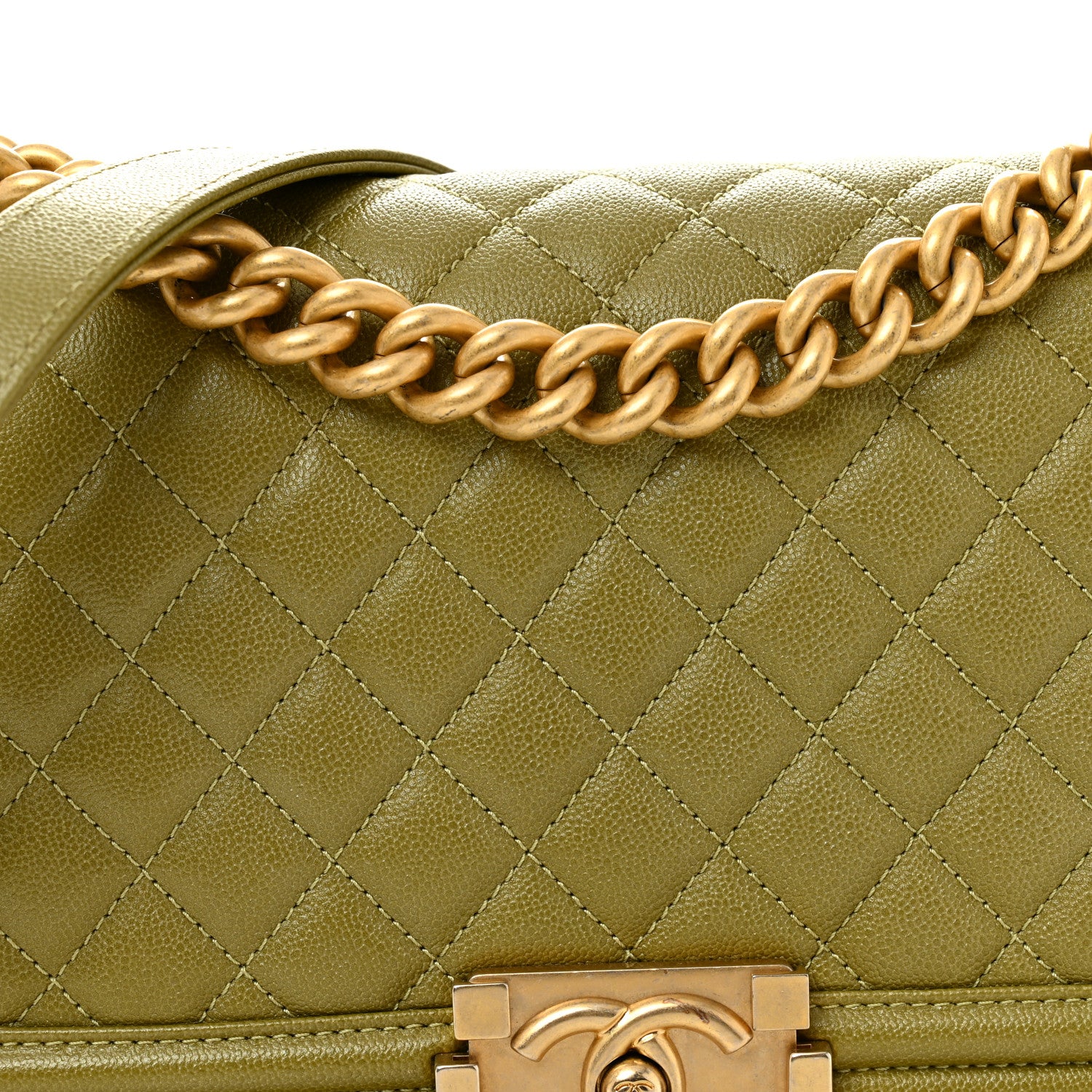 Chanel Caviar Quilted Medium Boy Flap Green 8 of 11