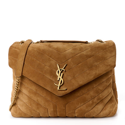 Saint Laurent Suede Y Quilted Monogram Medium Loulou Chain Satchel Cinnamon 1 of 11