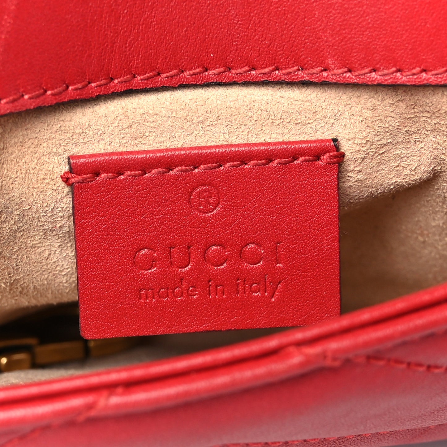 Calfskin Matelasse Super Mini GG Marmont Shoulder Bag Hibiscus Red