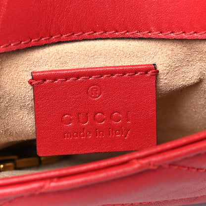 Gucci Calfskin Matelasse Super Mini GG Marmont Shoulder Bag Hibiscus Red 6 of 9