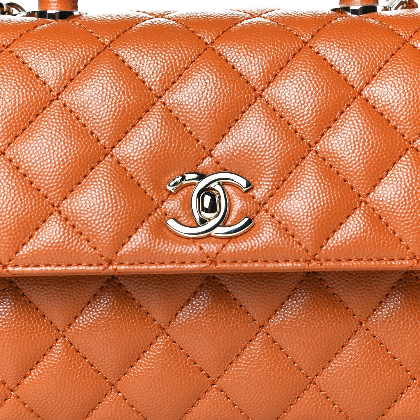 Caviar Quilted Mini Coco Handle Flap Light Brown
