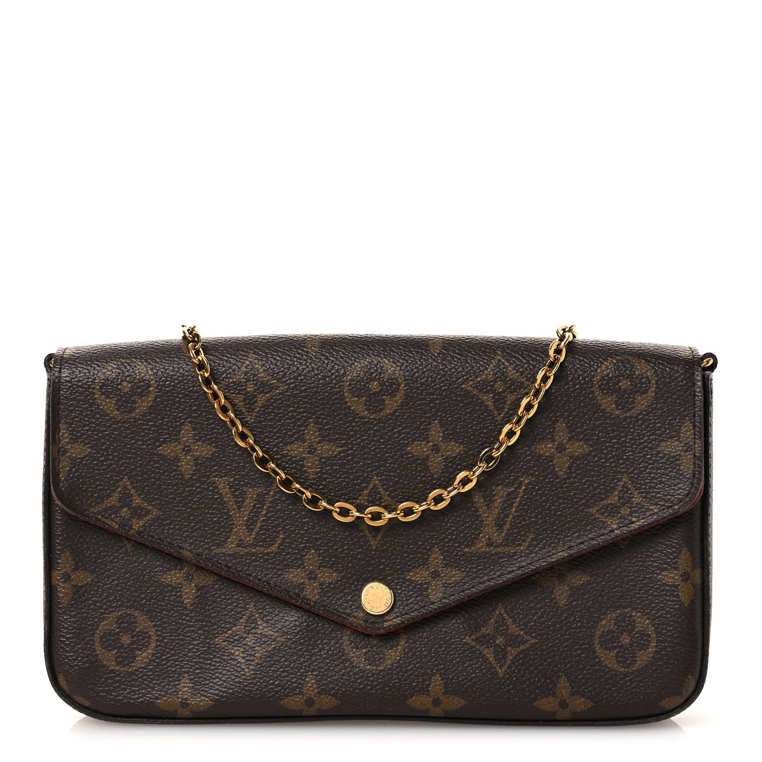 Louis Vuitton Monogram Pochette Felicie Chain Wallet Fuchsia 1 of 14