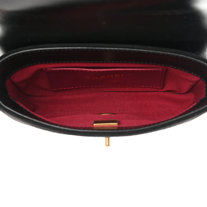 Chanel Shiny Calfskin Quilted Suede Goatskin Belt Bag Black 5 of 13