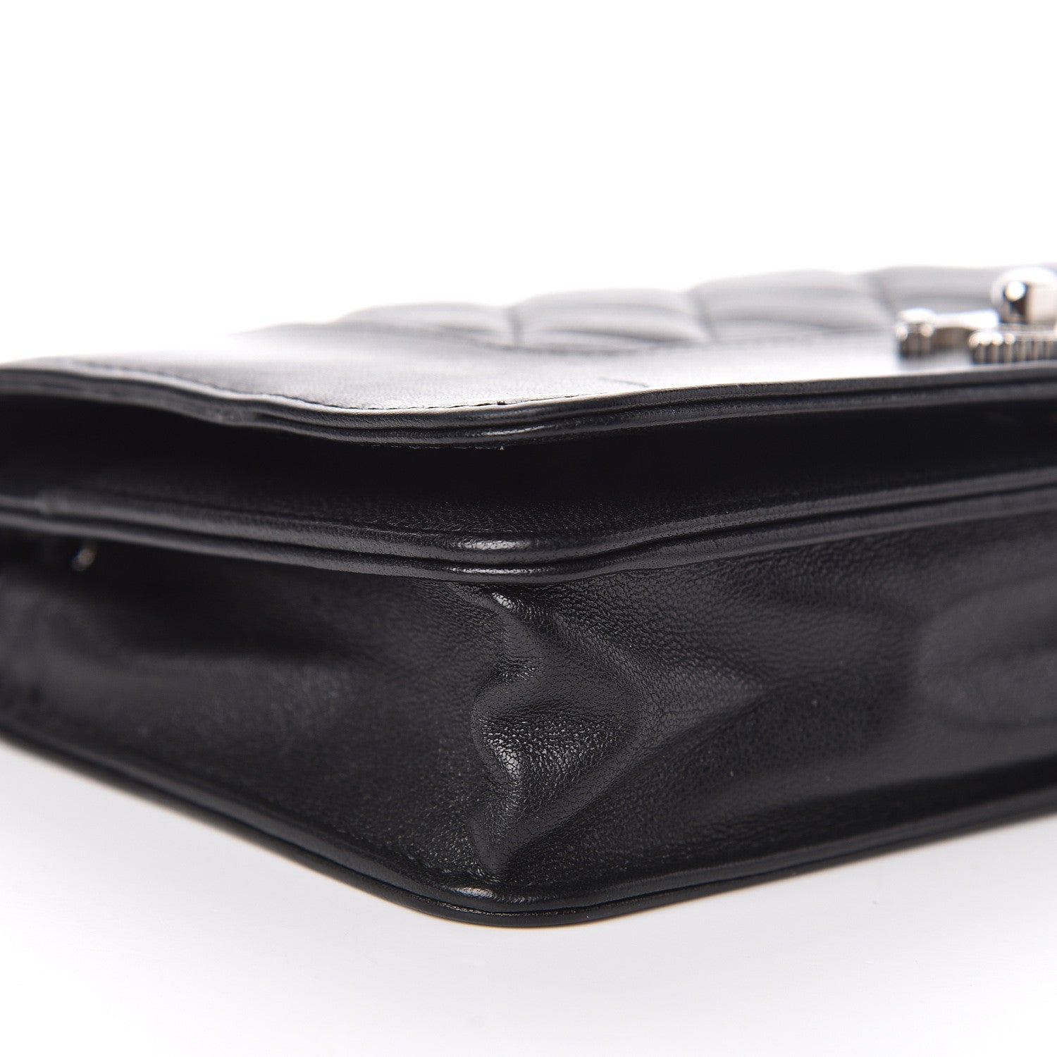 Chanel Sheepskin Quilted Mademoiselle Vintage Wallet On Chain WOC Black 5 of 17