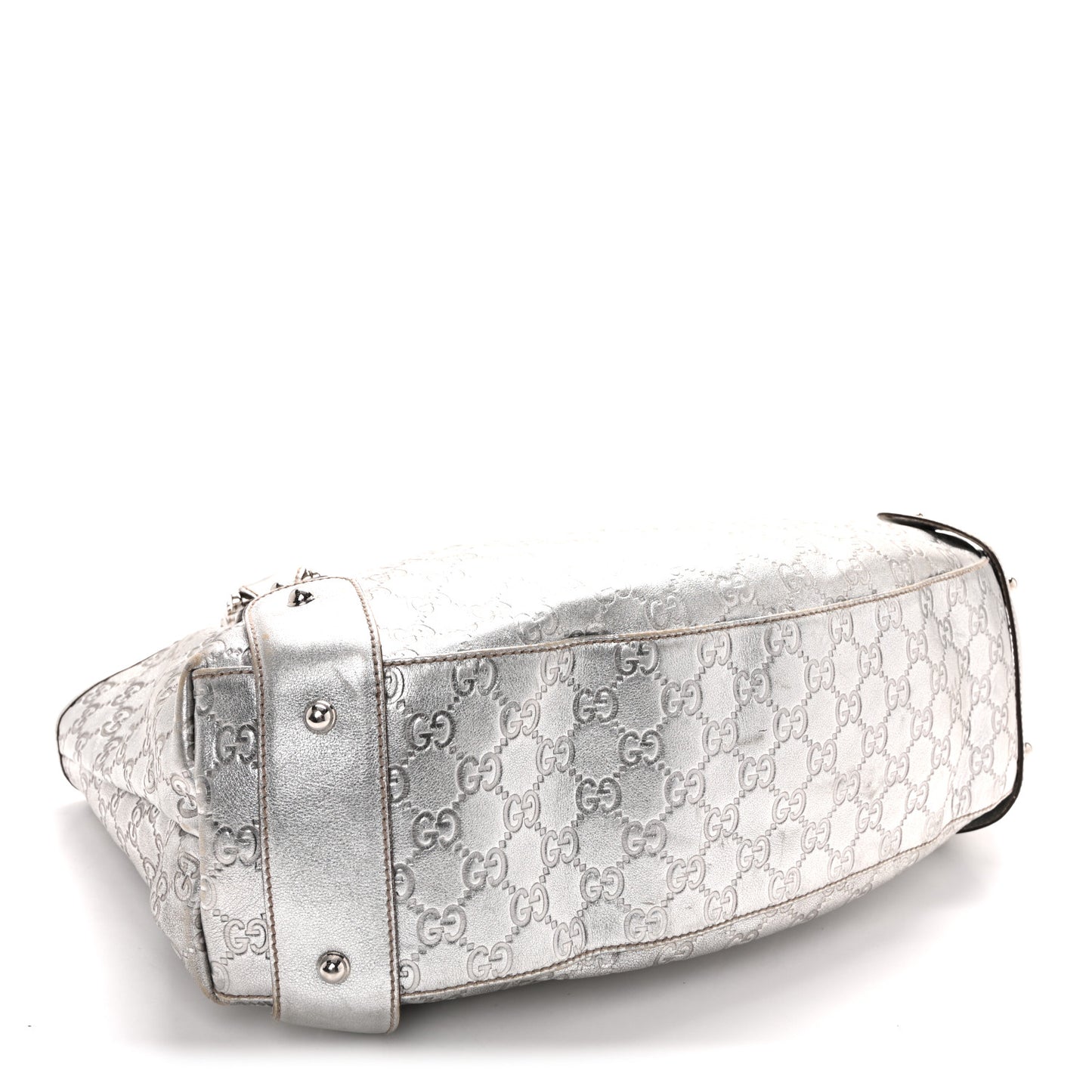 Metallic Guccissima Medium Pelham Shoulder Bag Silver