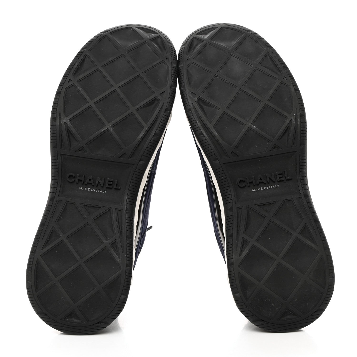 Chanel Suede Calfskin Nylon Grosgrain CC Sneakers 38.5 Navy Blue 5 of 9