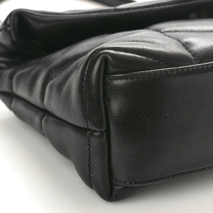 Saint Laurent Lambskin Quilted Toy Loulou Puffer Monogram Monochrome Chain Satchel Black 9 of 13