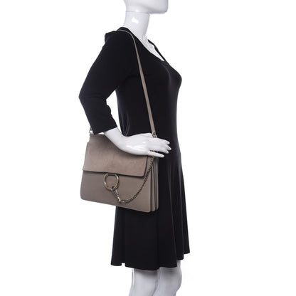 Chloe Calfskin Suede Medium Faye Shoulder Bag Motty Grey 2 of 11