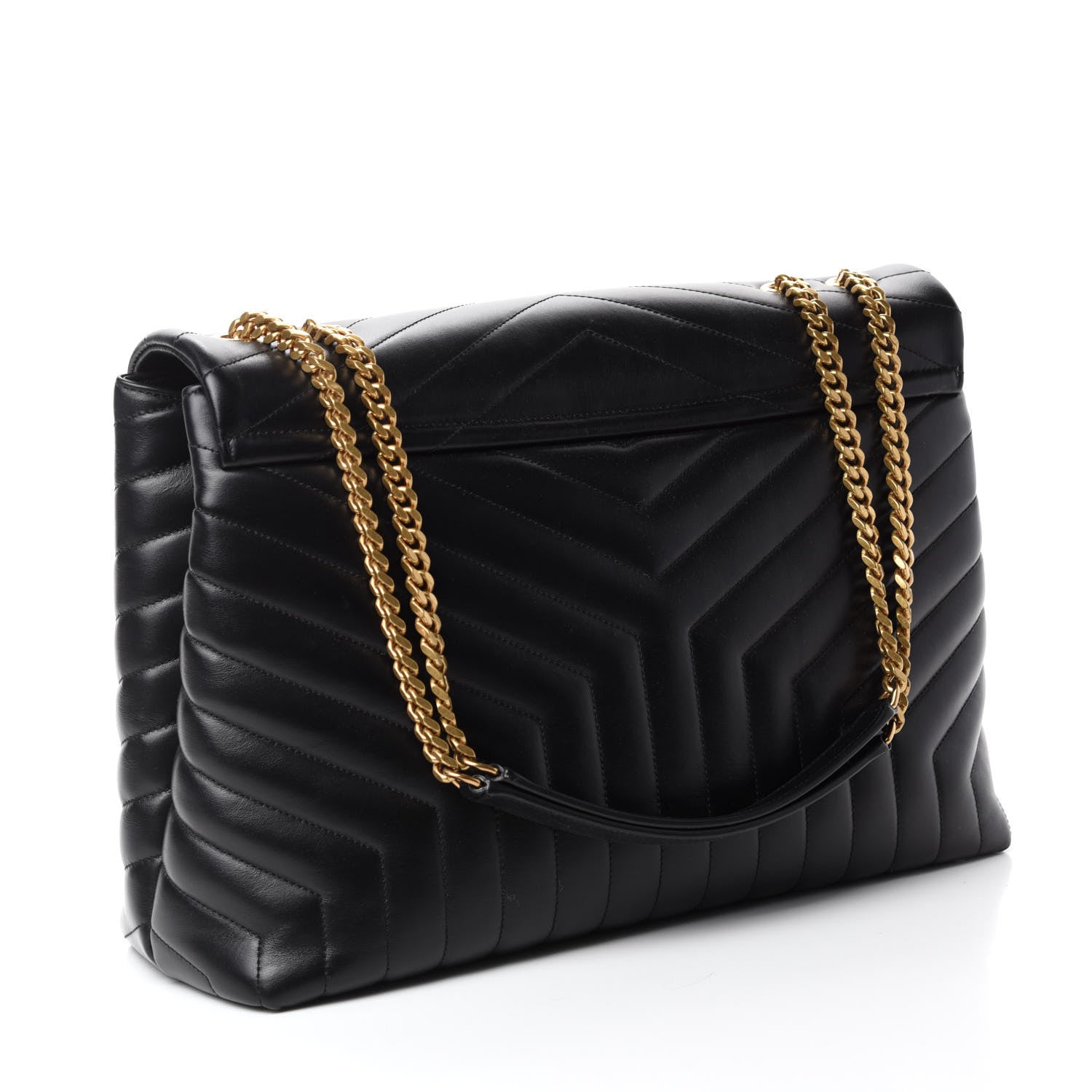 Saint Laurent Calfskin Y Quilted Monogram Large Loulou Chain Satchel Black 3 of 10