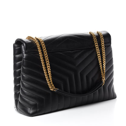 Saint Laurent Calfskin Y Quilted Monogram Large Loulou Chain Satchel Black 3 of 10
