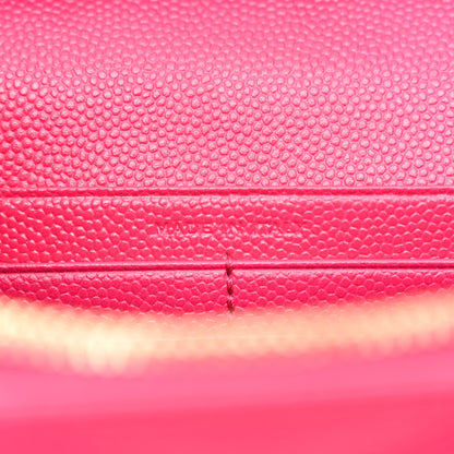 Saint Laurent Grain De Poudre Matelasse Chevron Monogram Chain Wallet Hot Pink 7 of 10
