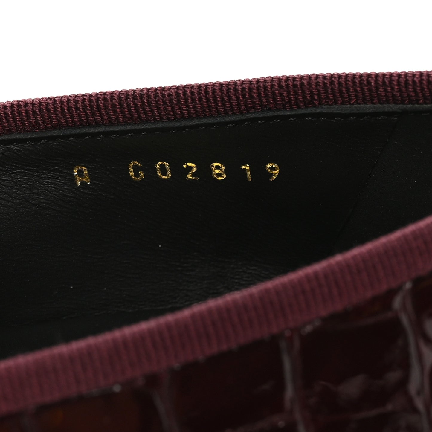 Patent Calfskin Crocodile Embossed Ballerina Flats  38 Dark Burgundy Black