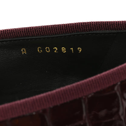 Chanel Patent Calfskin Crocodile Embossed Ballerina Flats  38 Dark Burgundy Black 9 of 10
