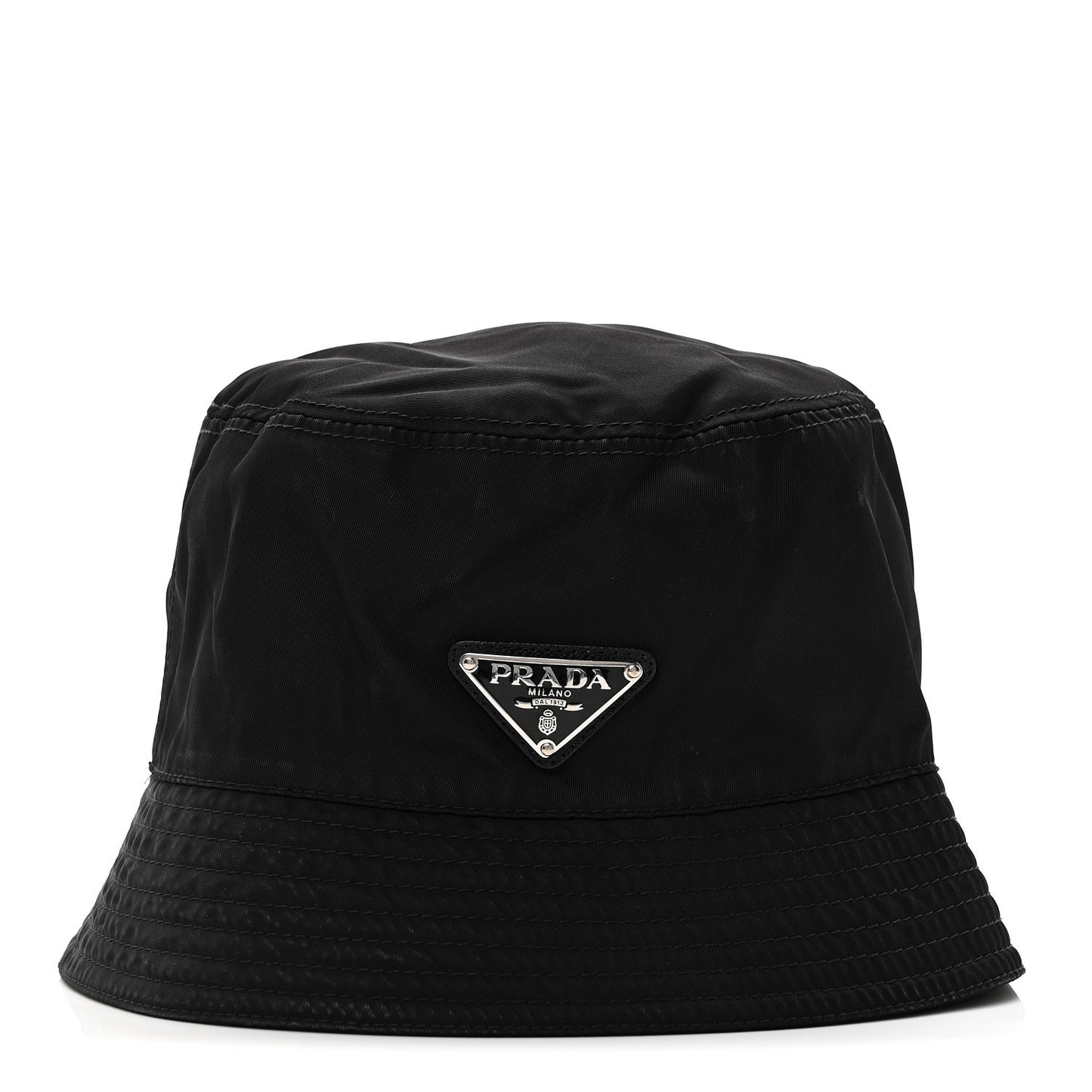 Re-Nylon Metal Triangle Logo Womens Bucket Hat M Black