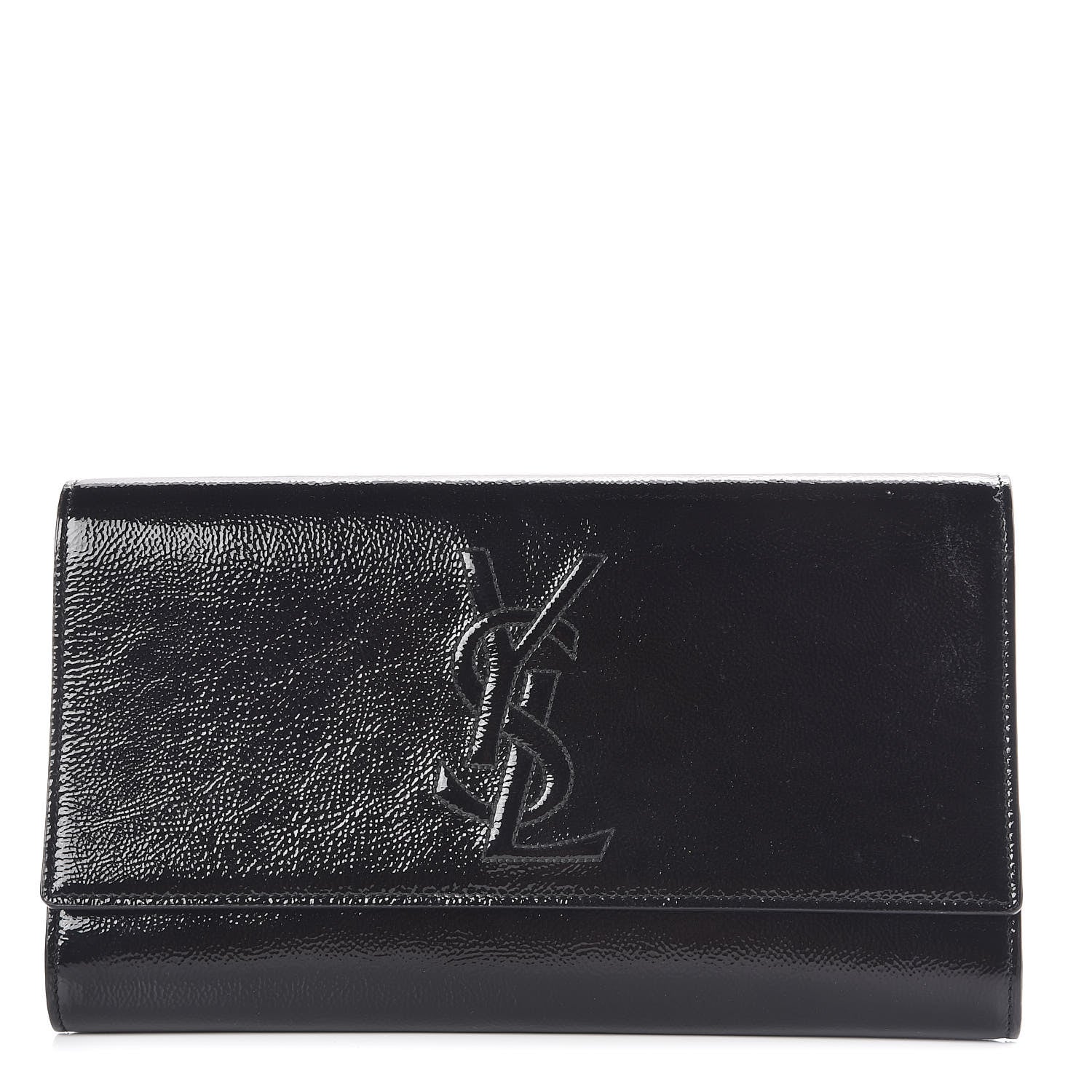 Saint Laurent Textured Patent Monogram Large Belle De Jour Clutch Black 1 of 9