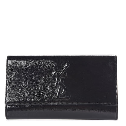 Saint Laurent Textured Patent Monogram Large Belle De Jour Clutch Black 1 of 9