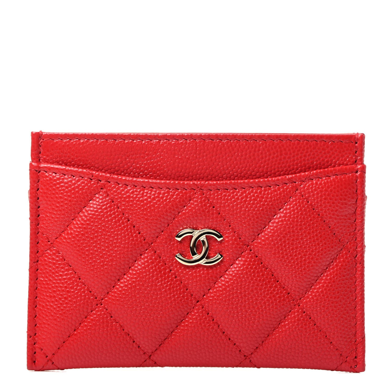 Chanel Caviar Quilted Card Holder Red 1 of 4