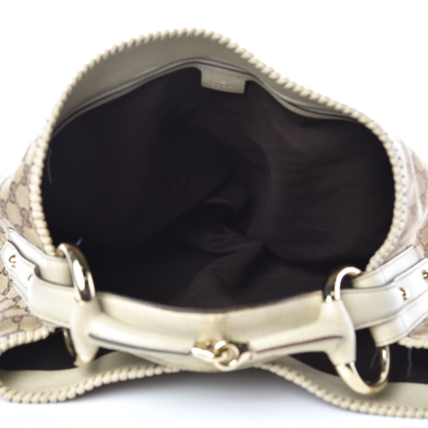 Monogram Large Horsebit Chain Hobo Off White