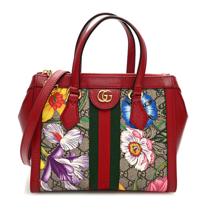 Gucci GG Supreme Monogram Flora Web Small Ophidia Tote Bag Red 1 of 10