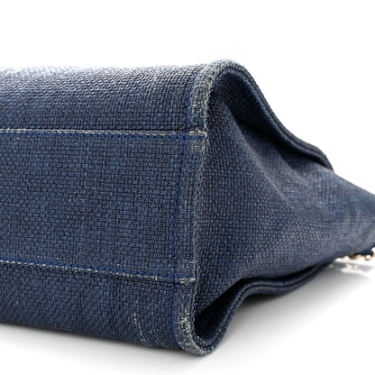 Chanel Woven Straw Raffia Small Deauville Tote Blue 10 of 15