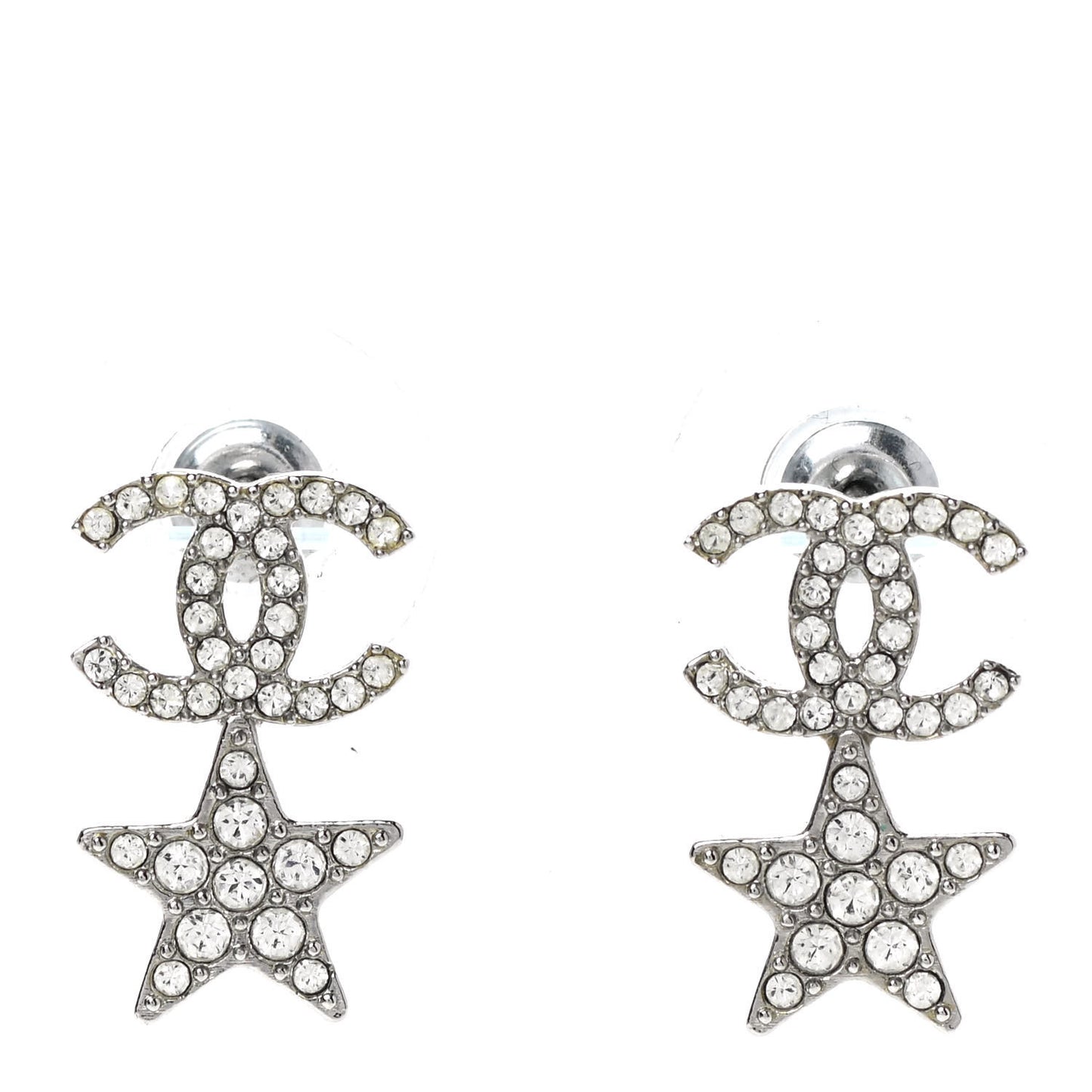 Crystal CC Starfall Drop Earrings Silver