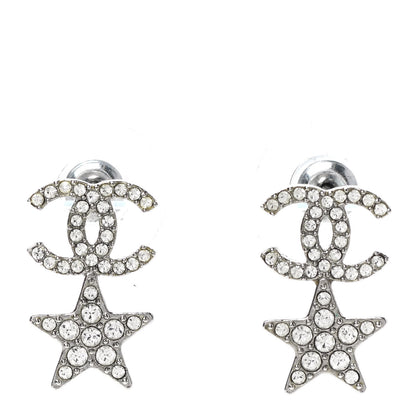 Chanel Crystal CC Starfall Drop Earrings Silver 1 of 4