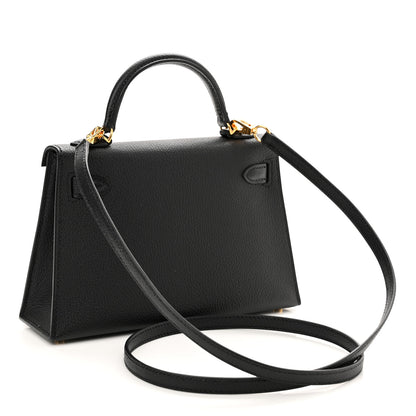 Hermes Chevre Chandra Mini Kelly Sellier 20 Black 3 of 13