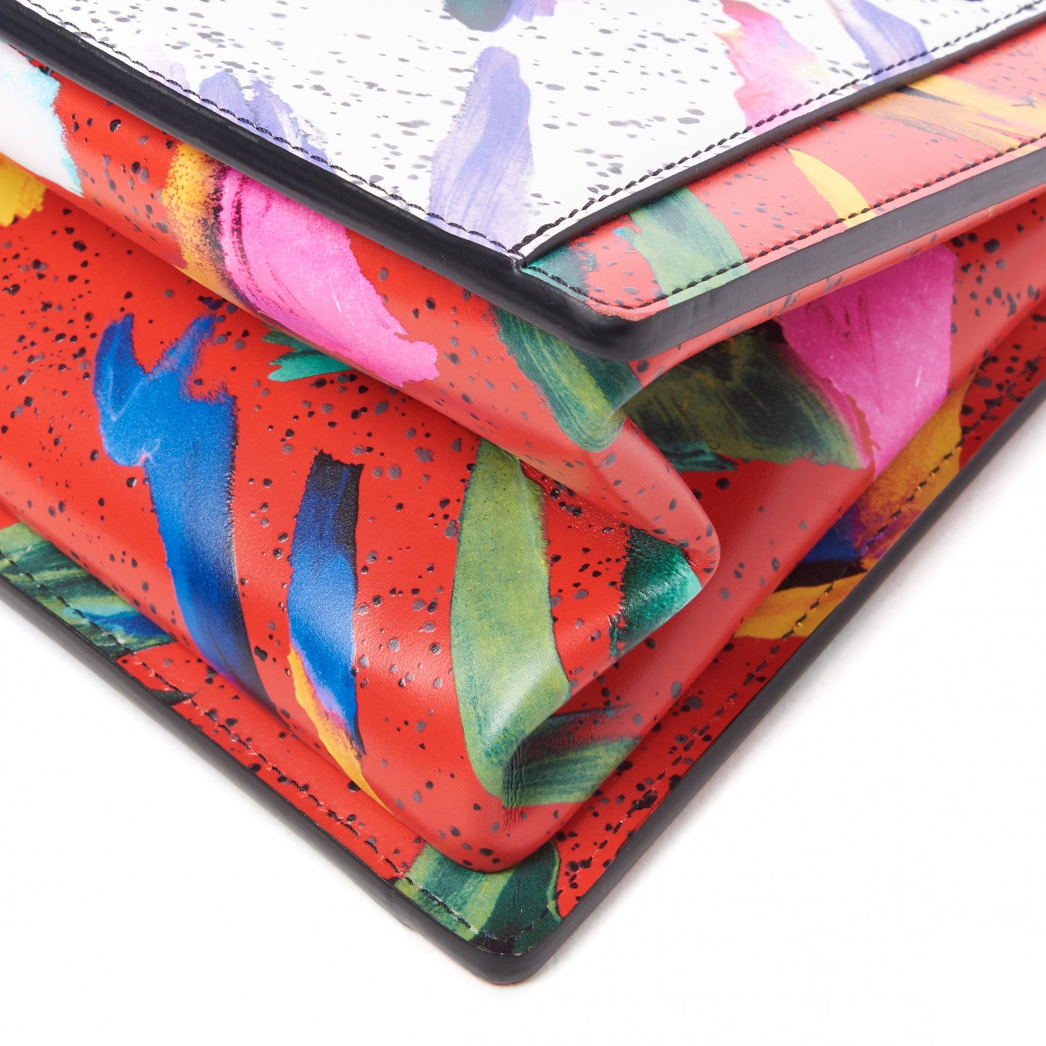 Louis Vuitton Calfskin Splash Print Trapeze Black White Red 4 of 8
