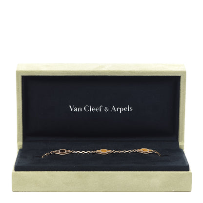 Van Cleef & Arpels 18K Yellow Gold Tiger Eye 5 Motifs Vintage Alhambra Bracelet 7 of 7