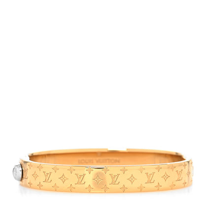 Louis Vuitton Brass Monogram Nanogram Cuff S Gold 1 of 8