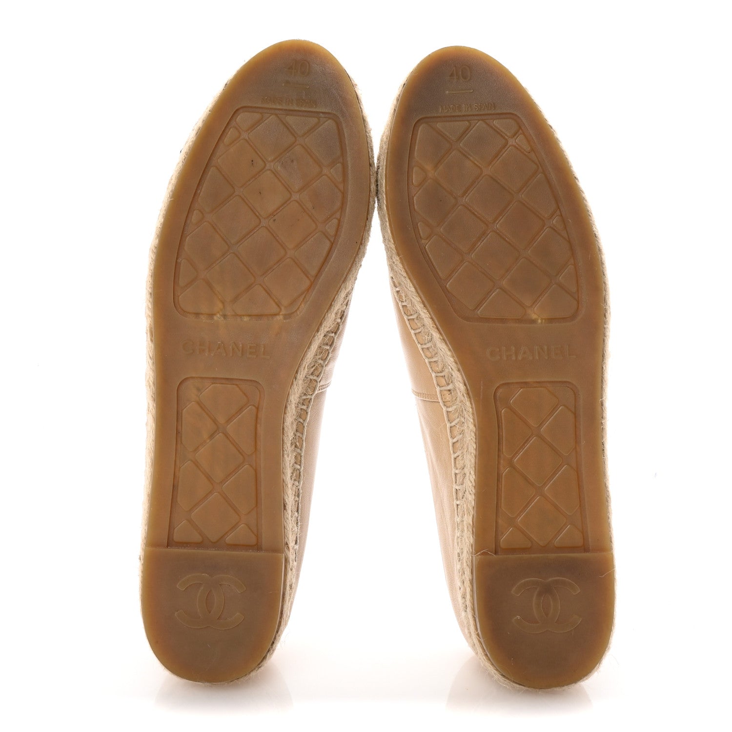 Chanel Lambskin CC Espadrilles 40 Beige Black 6 of 10